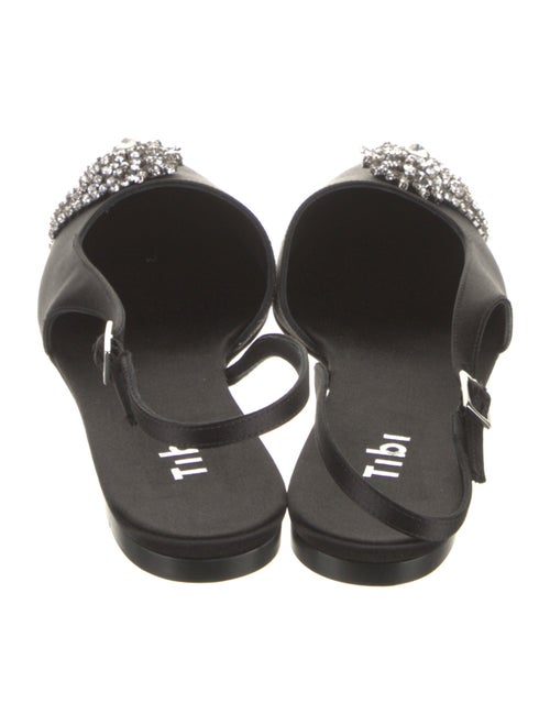 Tibi Satin Crystal Embellishments Slingback Flats