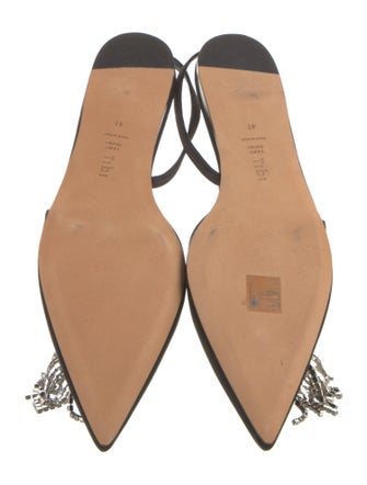 Tibi Satin Crystal Embellishments Slingback Flats