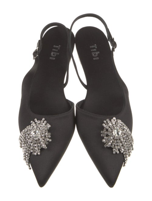 Tibi Satin Crystal Embellishments Slingback Flats