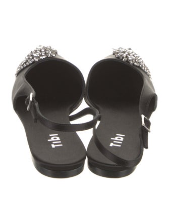 Tibi Satin Crystal Embellishments Slingback Flats