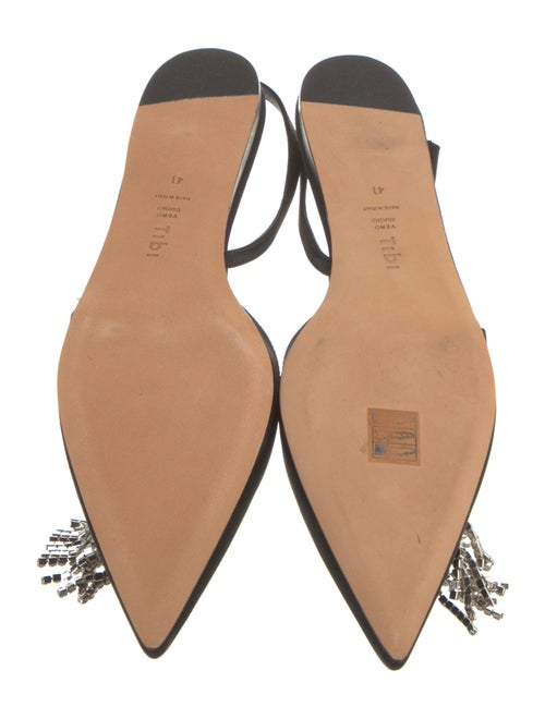 Tibi Satin Crystal Embellishments Slingback Flats