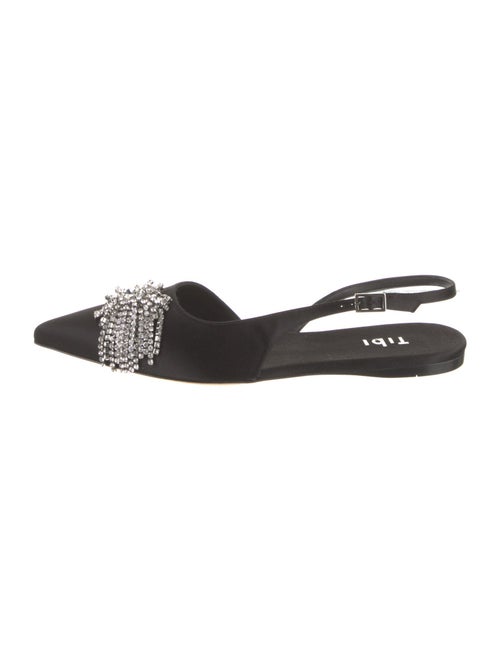 Tibi Satin Crystal Embellishments Slingback Flats