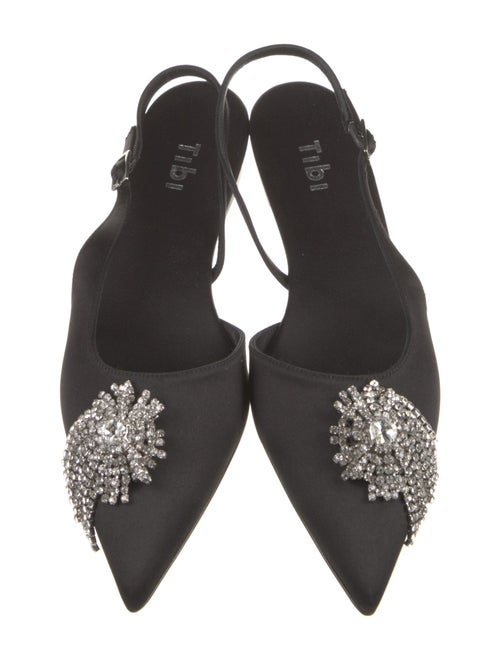 Tibi Satin Crystal Embellishments Slingback Flats