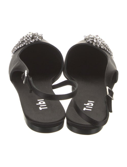 Tibi Satin Crystal Embellishments Slingback Flats