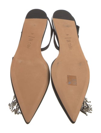 Tibi Satin Crystal Embellishments Slingback Flats