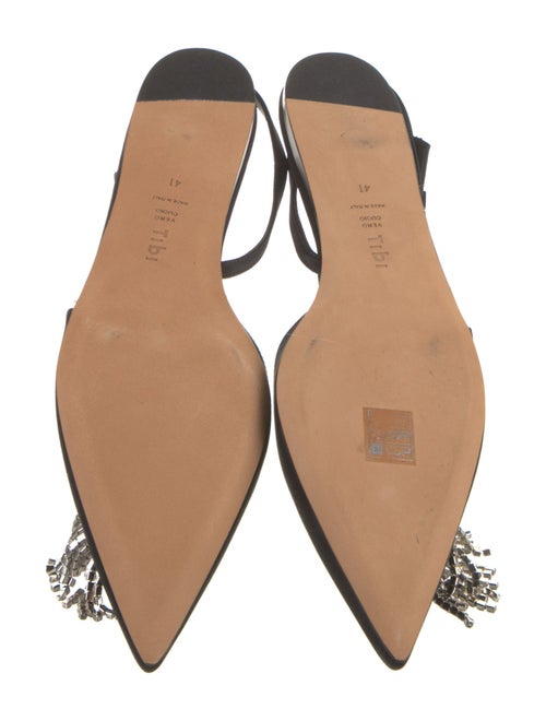 Tibi Satin Crystal Embellishments Slingback Flats