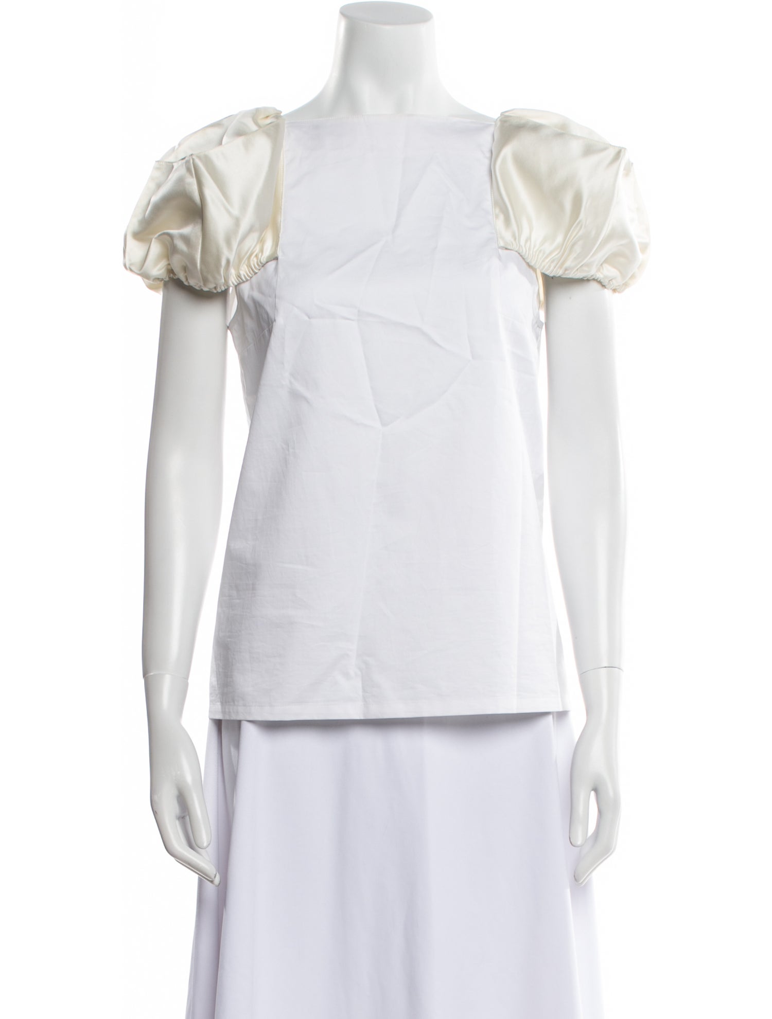 Tibi Square Neckline Short Sleeve Blouse