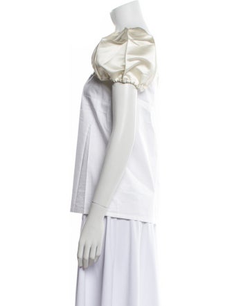 Tibi Square Neckline Short Sleeve Blouse