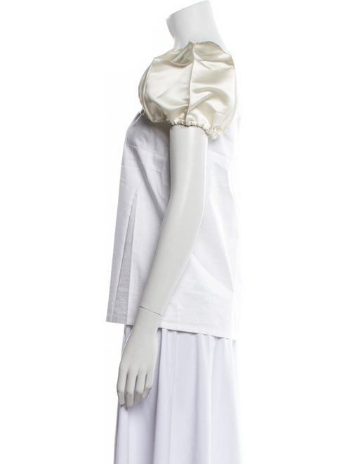 Tibi Square Neckline Short Sleeve Blouse