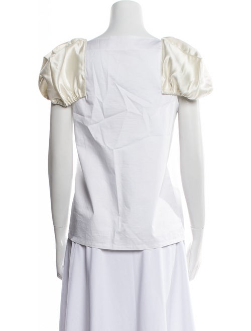 Tibi Square Neckline Short Sleeve Blouse