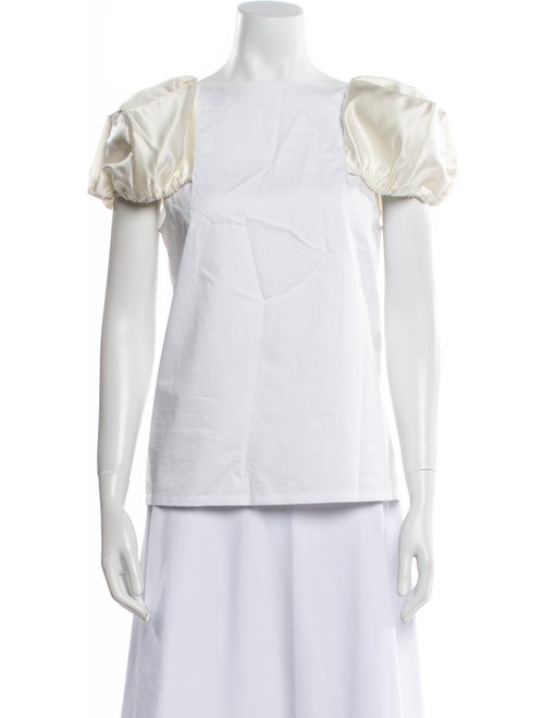 Tibi Square Neckline Short Sleeve Blouse