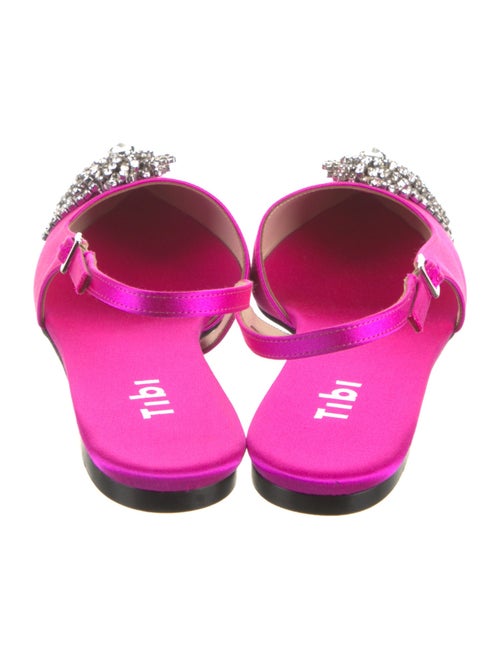 Tibi Satin Crystal Embellishments Slingback Flats
