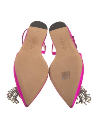 Tibi Satin Crystal Embellishments Slingback Flats