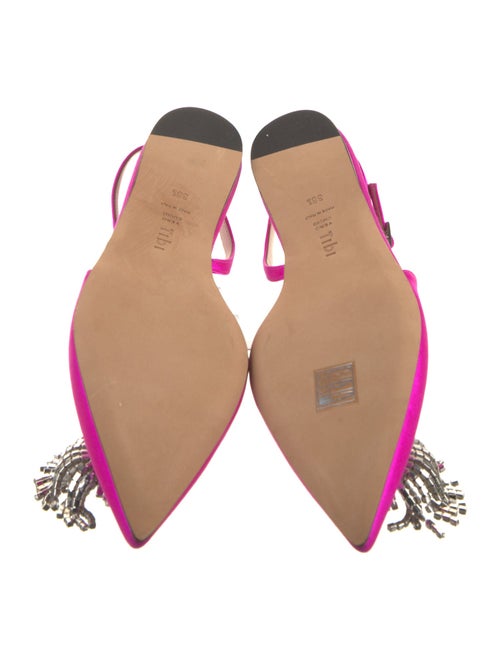 Tibi Satin Crystal Embellishments Slingback Flats