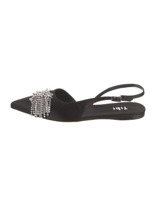 Tibi Satin Crystal Embellishments Slingback Flats