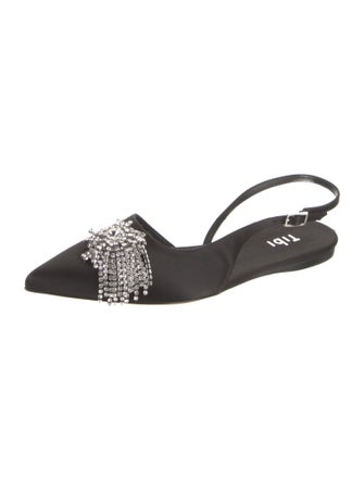Tibi Satin Crystal Embellishments Slingback Flats