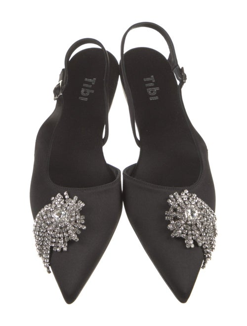 Tibi Satin Crystal Embellishments Slingback Flats
