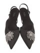 Tibi Satin Crystal Embellishments Slingback Flats