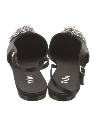 Tibi Satin Crystal Embellishments Slingback Flats