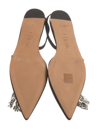 Tibi Satin Crystal Embellishments Slingback Flats
