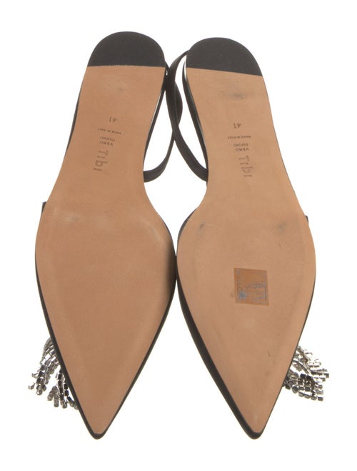 Tibi Satin Crystal Embellishments Slingback Flats