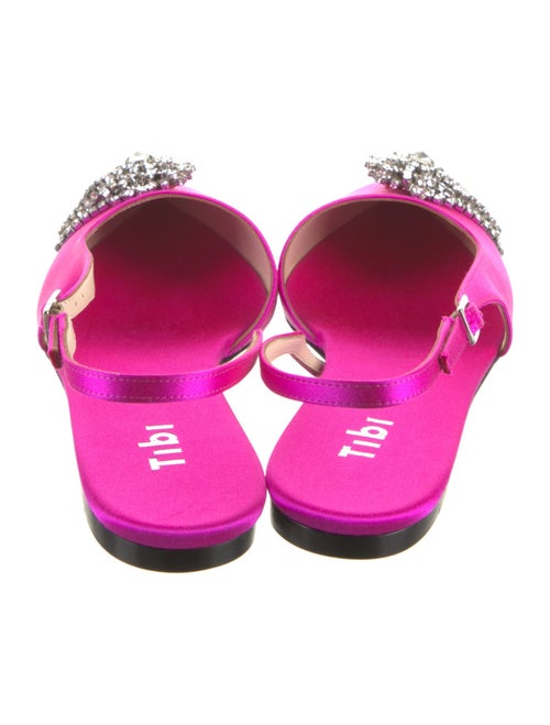 Tibi Satin Crystal Embellishments Slingback Flats