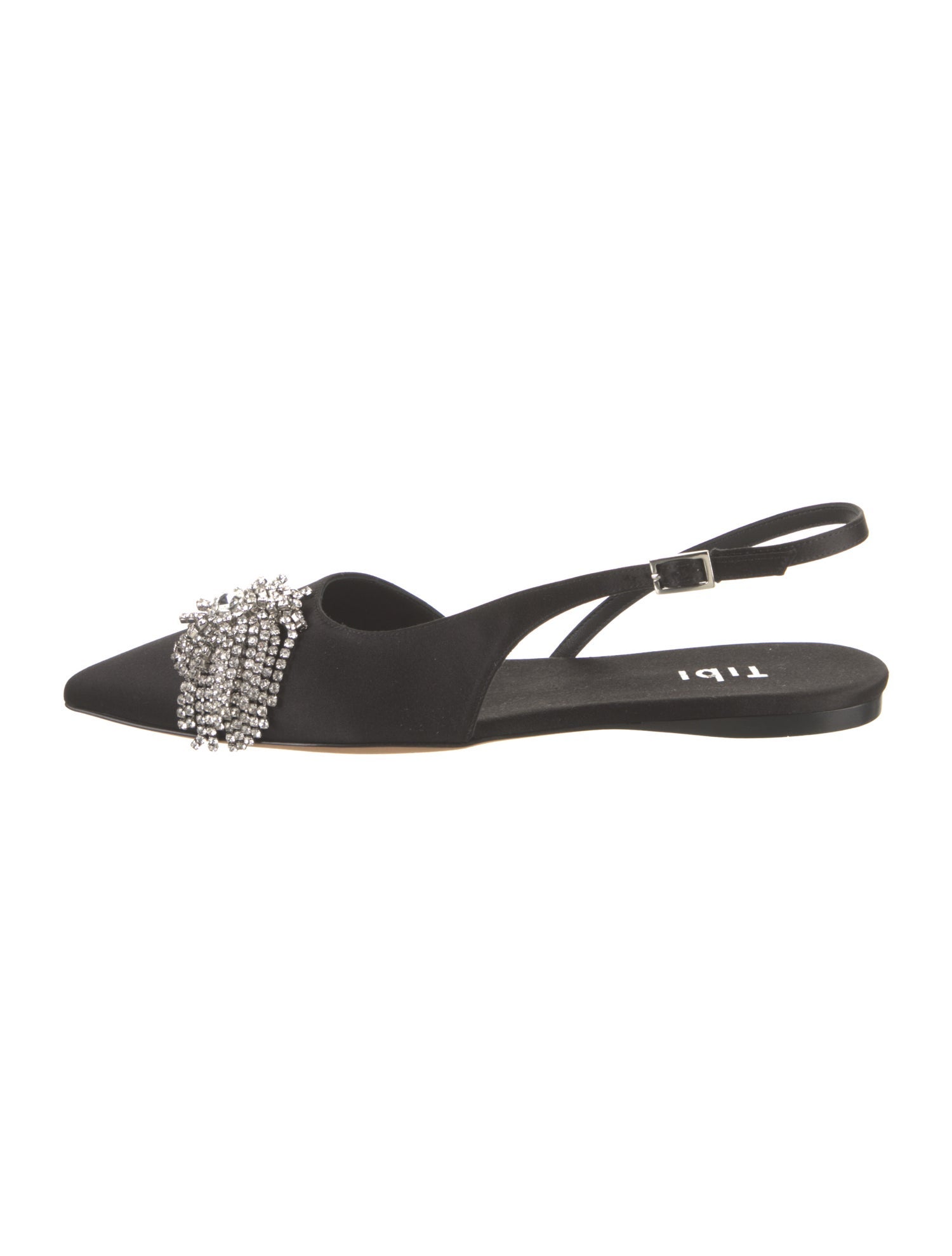 Tibi Satin Crystal Embellishments Slingback Flats