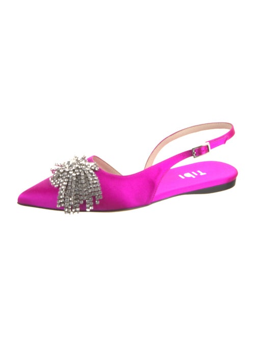 Tibi Satin Crystal Embellishments Slingback Flats