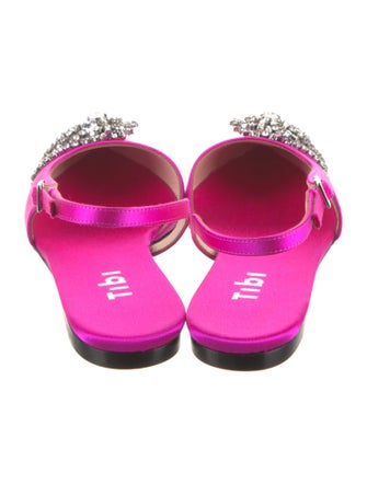 Tibi Satin Crystal Embellishments Slingback Flats