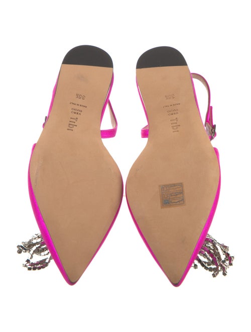Tibi Satin Crystal Embellishments Slingback Flats