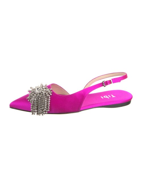 Tibi Satin Crystal Embellishments Slingback Flats