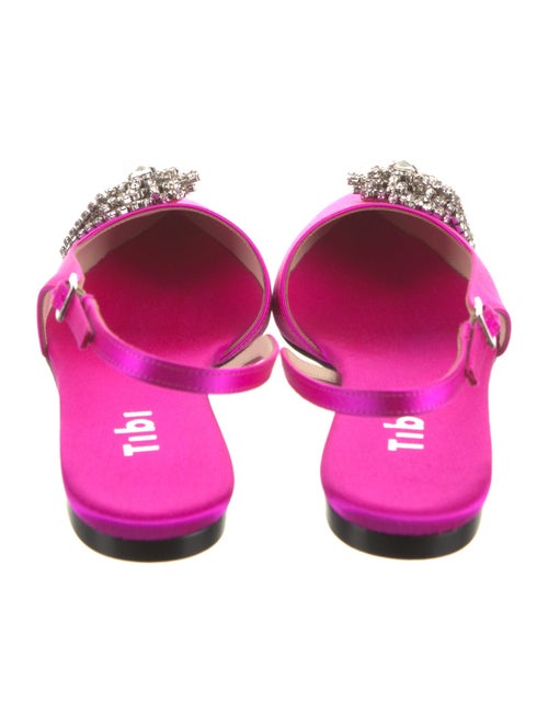 Tibi Satin Crystal Embellishments Slingback Flats