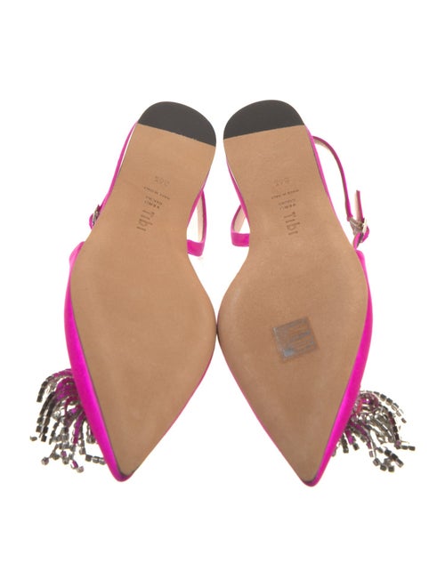 Tibi Satin Crystal Embellishments Slingback Flats
