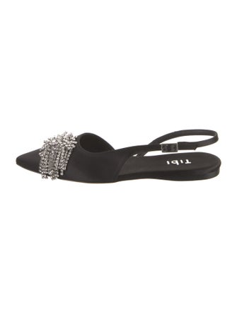 Tibi Satin Crystal Embellishments Slingback Flats