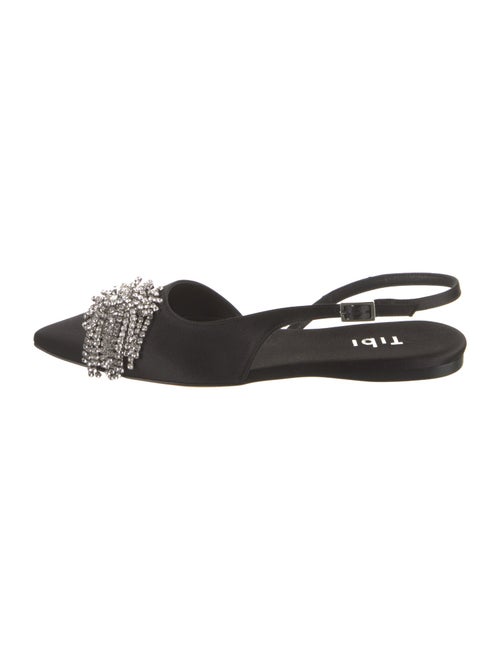 Tibi Satin Crystal Embellishments Slingback Flats