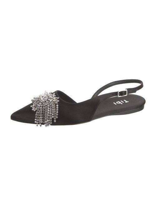 Tibi Satin Crystal Embellishments Slingback Flats