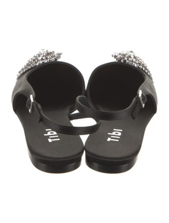 Tibi Satin Crystal Embellishments Slingback Flats