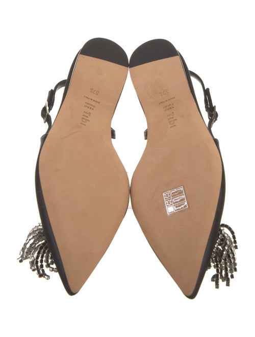 Tibi Satin Crystal Embellishments Slingback Flats