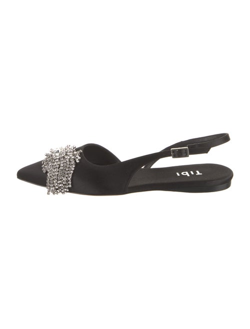 Tibi Satin Crystal Embellishments Slingback Flats
