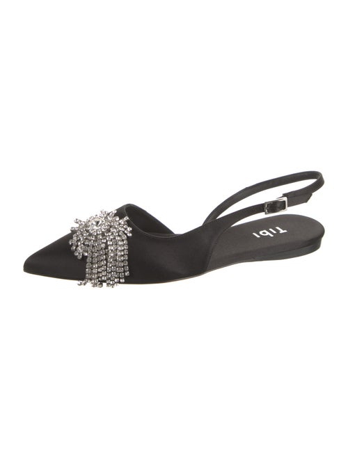 Tibi Satin Crystal Embellishments Slingback Flats