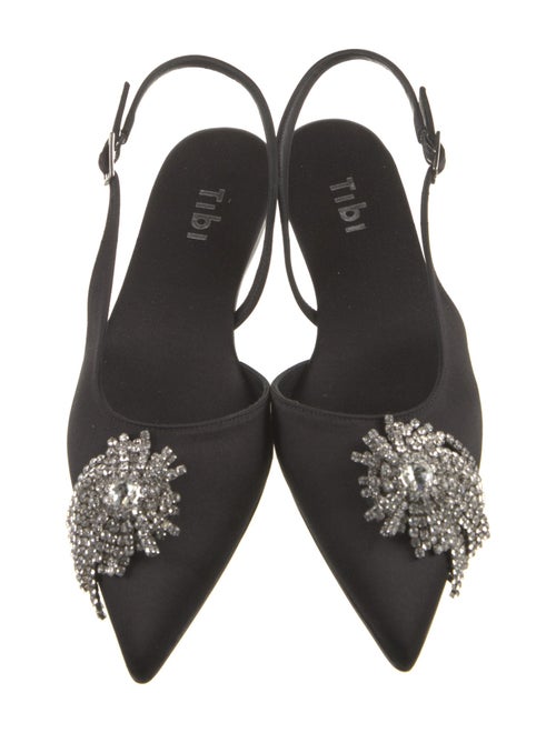 Tibi Satin Crystal Embellishments Slingback Flats