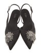 Tibi Satin Crystal Embellishments Slingback Flats