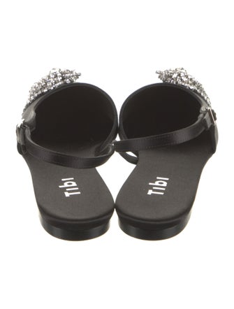 Tibi Satin Crystal Embellishments Slingback Flats