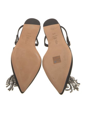 Tibi Satin Crystal Embellishments Slingback Flats