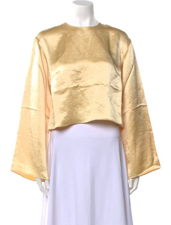 Tibi Satin Bateau Neckline Crop Top