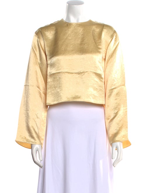 Tibi Satin Bateau Neckline Crop Top