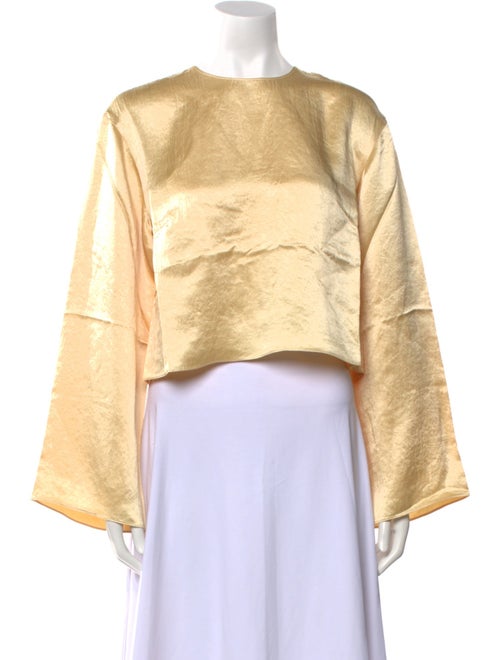 Tibi Satin Bateau Neckline Crop Top