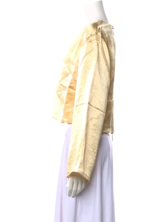 Tibi Satin Bateau Neckline Crop Top