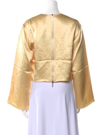 Tibi Satin Bateau Neckline Crop Top