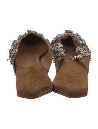 Tibi Suede Crystal Embellishments Mules